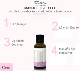 Tinh Chất Peel Da Skin Synergy Mandelic Gel Peel 30ml - 40% Axit Mandelic, Giúp Cải Thiện Da Dầu, Mụn, Sáng Mịn, Thoáng Lỗ Chân Lông