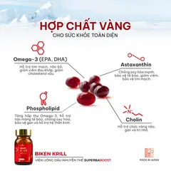 Viên Uống Dầu Nhuyễn Thể Biken Krill Superba Boost Omega-3 Nhật Bản - Giúp Tăng Cường Trí Nhớ, Sức Khỏe Tim Mạch, Khớp Tốt