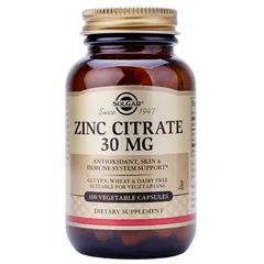 Viên Uống Solgar Zinc Citrate 30mg - Hỗ Trợ Bổ Sung Kẽm Giúp Tăng Cường Sức Đề Kháng Và Làm Đẹp Da, Hộp 100 Viên