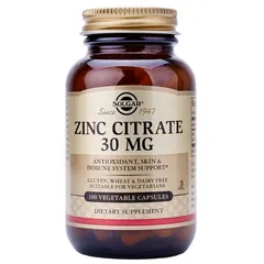Viên Uống Solgar Zinc Citrate 30mg - Hỗ Trợ Bổ Sung Kẽm Giúp Tăng Cường Sức Đề Kháng Và Làm Đẹp Da, Hộp 100 Viên
