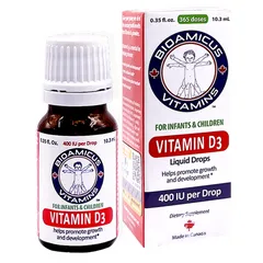 Vitamin D3 400 IU BioAmicus Dạng Giọt - Bổ Sung Vitamin D Cho Trẻ Sơ Sinh, Hỗ Trợ Phát Triển Xương Khỏe Mạnh, Không Chất Bảo Quản