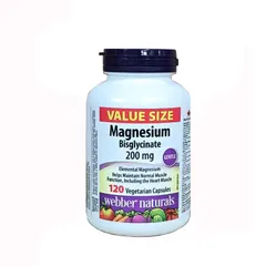 Viên uống bổ sung magie Webber Naturals Magnesium Bisglycinate 200mg - Hỗ trợ sức khỏe, hấp thu nhanh, 120 viên
