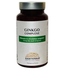 Viên uống bổ não Santerra Ginkgo Complexe - Tăng cường trí nhớ, tập trung với Ginkgo Biloba và Vitamin B - Hộp 60 viên từ Pháp