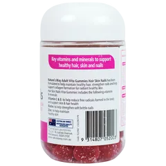 Kẹo Dẻo Hỗ Trợ Đẹp Da Tóc Móng Nature's Way Hair Skin Nails 60 Viên - Bổ Sung Vitamin C, E, Biotin và Kẽm Cho Làn Da Khỏe Mạnh