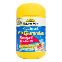 Kẹo dẻo Nature's Way Kids Smart Vita Gummies Omega-3 DHA - Bổ sung dầu cá tự nhiên cho sức khỏe não bộ và thị lực trẻ em, 60 viên