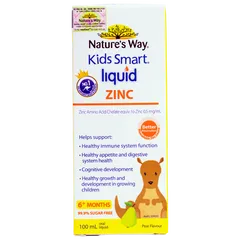 Nature's Way Kids Smart Liquid Zinc - Bổ sung kẽm cho bé từ 6 tháng tuổi, hỗ trợ đề kháng và kích thích cảm giác thèm ăn, 100ml