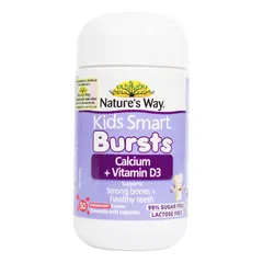 Viên nhai bổ sung Calcium + Vitamin D3 Bursts Nature's Way Kids Smart - Hỗ trợ xương răng cho trẻ 6 tháng đến 11 tuổi, 50 viên nang mềm