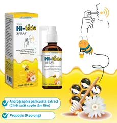 Xịt Họng Keo Ong Hi-Kids Spray 20ml - Hỗ Trợ Giảm Ho Tự Nhiên Cho Trẻ Từ 1 Tuổi - Sản Phẩm Chăm Sóc Cổ Họng An Toàn