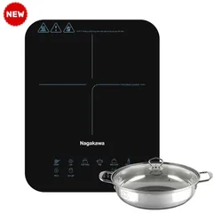 Bếp điện từ đơn Nagakawa NIC6116 2000W - Cảm ứng nhạy 6 chế độ nấu, 8 mức điều chỉnh, thiết kế hiện đại, kèm nồi lẩu 280mm