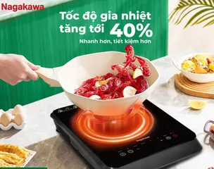 Bếp Điện Từ Nagakawa NIC6215 2500W - Nấu Nhanh Với 8 Chương Trình, Chế Độ Hẹn Giờ Thông Minh, Tặng Nồi Lẩu Inox 30cm