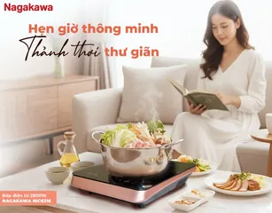 Bếp điện từ Nagakawa NIC6216 2800W - Mặt kính Kanger cao cấp, bảo vệ an toàn, 7 chương trình nấu, tặng nồi lẩu inox 30cm