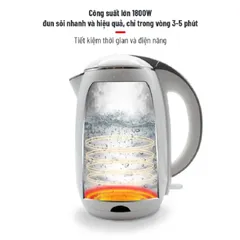 Ấm Siêu Tốc Nagakawa NAG0314 - Dung Tích 1.8L, Thiết Kế Inox 304, Công Suất 1800W, Đun Nước Nhanh, An Toàn và Tiện Ích