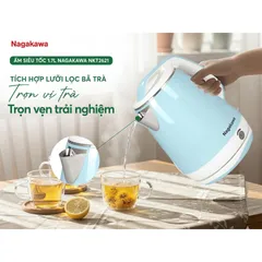 Ấm Siêu Tốc Nagakawa NKT2621 1.7L - Công Suất 1500W, Lưới Lọc Trà, Thiết Kế Thanh Lịch, Đun Nước Nóng Nhanh Chóng Cho Gia Đình