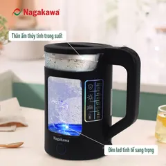 Ấm Siêu Tốc Thủy Tinh Nagakawa NAG0317 - Dung Tích 1.7L, Thiết Kế Hiện Đại, Chức Năng Giữ Ấm, Đun Nước Nhanh Chóng cho Gia Đình 3-4 Người