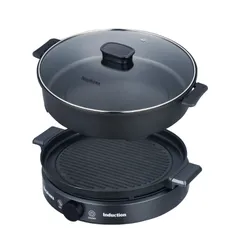 Bếp Điện Từ Đa Năng Nagakawa NAG0716 - 2000W, 9 Mức Nấu, Tích Hợp BBQ & Tặng Kèm Nồi Lẩu, Vỉ Nướng Nguyên Khối