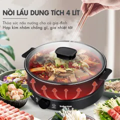Bếp Điện Từ Đa Năng Nagakawa NAG0716 - 2000W, 9 Mức Nấu, Tích Hợp BBQ & Tặng Kèm Nồi Lẩu, Vỉ Nướng Nguyên Khối