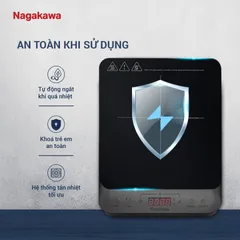 Bếp điện từ đa năng Nagakawa NAG0717 - Kèm nồi lẩu và vỉ nướng, Công suất 2000W, Chế độ BBQ và Hot Pot, Bếp từ cao cấp cho gia đình