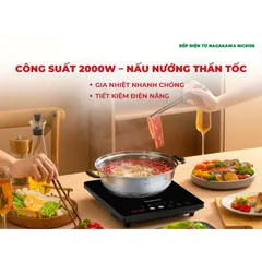 Bếp Điện Từ Đơn Nagakawa NIC6126 - Công Suất 2000W, Kèm Nồi Inox 28cm, Thiết Kế Tiết Kiệm Diện Tích, 5 Chế Độ Nấu Tiện Lợi