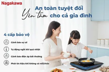 Bếp Điện Từ Nagakawa NIC6212 2200W - Bảng Điều Khiển Cảm Ứng, Nấu Ăn Tiện Ích, Tặng Kèm Nồi Lẩu Inox 30cm