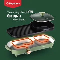 Bếp lẩu nướng điện Nagakawa NAG3104 1500W - Bếp nướng đa năng chống dính, thiết kế gọn nhẹ, phù hợp tiệc BBQ gia đình