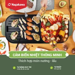 Bếp lẩu nướng điện Nagakawa NAG3104 1500W - Bếp nướng đa năng chống dính, thiết kế gọn nhẹ, phù hợp tiệc BBQ gia đình