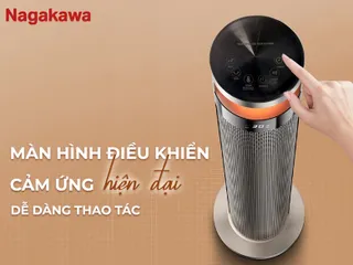 Máy Sưởi Gốm Nagakawa NEH8389 2000W - Tiết Kiệm Điện, Điều Khiển Từ Xa, Hẹn Giờ 12h, Công Nghệ PTC, An Toàn Khi Sử Dụng