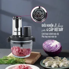 Máy Xay Thịt Đa Năng Nagakawa NAG0822 350W - 6 Chức Năng Xay, Thái, Băm, Đánh Trứng, Bóc Tỏi, Cối Thủy Tinh 2L