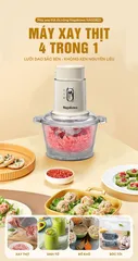 Máy xay thịt Nagakawa NAG0823 Đa Năng 4 Chế Độ - Xay Thịt, Làm Sinh Tố, Nghiền Đồ Khô, Bóc Tỏi - Công Suất 250W, Lưỡi Dao Inox 304