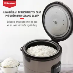 Nồi Cơm Điện Nagakawa NAG0133 1.8L - Công Nghệ Ủ Ấm 3 Chiều, 700W, Chống Dính Đa Lớp, Nấu Cơm Ngon Cho Gia Đình