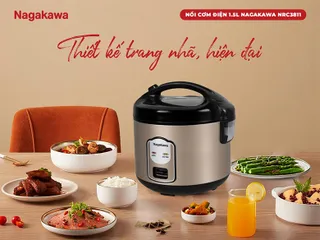 Nồi Cơm Điện Nagakawa NRC3811 1.5L - Thiết Kế Gọn Nhẹ, Nấu Cơm Ngon Cho Gia Đình 3-5 Người, Chức Năng Giữ Ấm, Dễ Dàng Sử Dụng