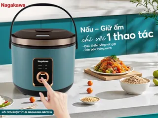 Nồi Cơm Điện Nagakawa NRC3916 1.8L - Công Suất 700W, Công Nghệ Ủ Ấm 3D, Thiết Kế Hiện Đại Cho Gia Đình 4-6 Thành Viên
