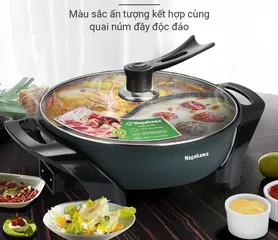 Nồi Lẩu Điện 2 Ngăn Nagakawa NAG1905 Dung Tích 5L - Đun Nhanh, Điều Chỉnh Nhiệt Độ 5 Mức, Tiện Dụng Cho Mọi Gia Đình