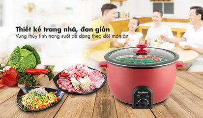 Nồi Lẩu Điện Nagakawa NAG1902 4L - 1300W Đa Chức Năng Nấu Lẩu, Nướng, Chiên Xào - Thiết Kế Hiện Đại, Tiết Kiệm Năng Lượng