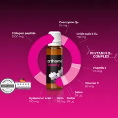 Nước Uống Làm Đẹp Da Orthomol Beauty - Chứa Collagen, Axit Hyaluronic, Coenzyme Q10 và Chiết Xuất Oliu, Hỗ Trợ Cải Thiện Da, Tóc, Móng Sáng Khỏe