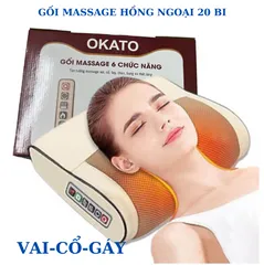 Gối Massage Hồng Ngoại Okato MS20 - 24W, 20 Viên Bi, Giúp Thư Giãn và Lưu Thông Máu, Tính Năng Đảo Chiều, 3 Cấp Độ Massage