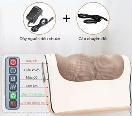 Gối Massage Hồng Ngoại Okato MS20 - 24W, 20 Viên Bi, Giúp Thư Giãn và Lưu Thông Máu, Tính Năng Đảo Chiều, 3 Cấp Độ Massage