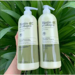 Cặp Gội Xả Biotin & Collagen Voudioty Dành Cho Tóc Dầu 1000ml - Xanh lá