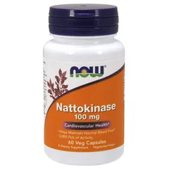 Viên uống Nattokinase 100mg 60 viên - Hỗ trợ tim mạch, giảm cholesterol xấu, phòng ngừa đột quỵ - Now Foods Mỹ chính hãng