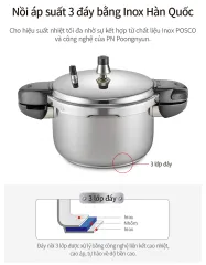 Nồi Áp Suất Inox 5.3L PoongNyun HNVPC-10(IH) - Thiết Kế Châu Âu Chống Dính, Đáy 3 Lớp Dày, Đa Chức Năng Nấu Ăn Tiết Kiệm Thời Gian