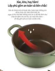 Nồi Casserole Ceramic PoongNyun BLRPT-24C 24cm 4.7L - Chống Dính, Bền Bỉ, Phù Hợp Bếp Gas, Bếp Từ, Nắp Đúc Thông Minh, Màu Xanh Pistachio
