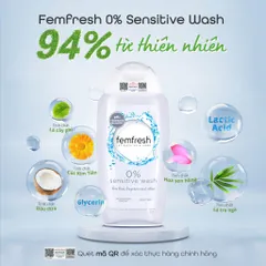 Dung dịch vệ sinh phụ nữ Femfresh Sensitive 250ml - Gel chăm sóc vùng kín cho da nhạy cảm, Made in UK, không chứa Parabens