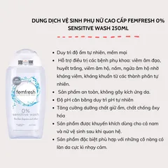 Dung dịch vệ sinh phụ nữ Femfresh Sensitive 250ml - Gel chăm sóc vùng kín cho da nhạy cảm, Made in UK, không chứa Parabens