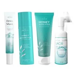 Combo chăm sóc da dầu Dr. Lacir - Sữa rửa mặt, tẩy trang, tẩy tế bào chết và mặt nạ thải độc giúp da khỏe mạnh, sạch sâu.