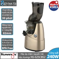 Máy Ép Chậm Kuvings NS-625CBS2 - 400ml, Công Nghệ Ép Tiên Tiến, Lượng Nước Ép Nhiều Gấp 1.5 Lần, Thiết Kế Hiện Đại Màu Vàng