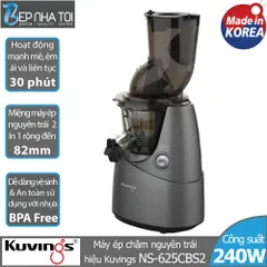 Máy Ép Trái Cây Tốc Độ Chậm Kuvings NS-625CBS2 - Công Nghệ Ép Nguyên Trái, Dung Tích 400ml, Thiết Kế Hiện Đại, Made In Korea