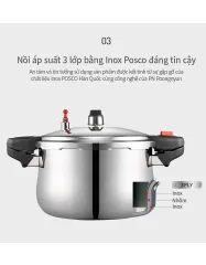Nồi Áp Suất Inox 3 Lớp PoongNyun PHSPC-25 - Dung Tích 13L, Chất Liệu Cao Cấp, Giúp Nấu Ăn Nhanh Chóng, Tiết Kiệm Thời Gian và Nhiên Liệu