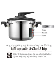 Nồi áp suất Inox 3 lớp PoongNyun VTSPC-10 5.5L - Công nghệ U-Clad, nấu chín nhanh, tiện lợi cho gia đình