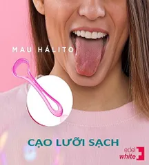 Bộ 3 Cây Cạo Lưỡi Cao Cấp Edelwhite Thụy Sĩ - Dụng Cụ Vệ Sinh Lưỡi Chất Lượng, Loại Bỏ Mùi Hôi Miệng, Cải Thiện Sức Khỏe Răng Miệng