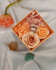 Hộp Hoa Đựng Quà Tặng Mỹ Phẩm Nước Hoa Sang Trọng Có Nơ - Hộp Cứng Kích Thước 14x14x7cm, Quà Tặng Đẹp Tiện Lợi