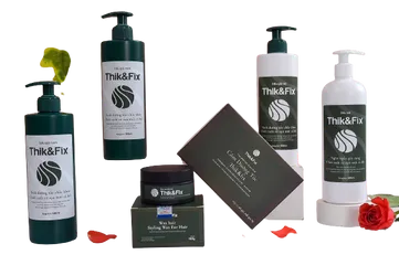 Bộ sản phẩm Chăm sóc tóc Thik&Fix - Kích mọc tóc, làm đen tóc, Dầu gội, Dầu xả, Cốm, Xịt dưỡng - Giúp tóc chắc khỏe, bóng mượt